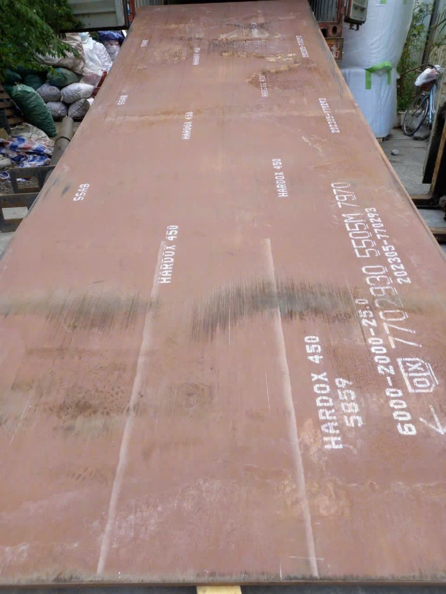Thép tấm hardox 450 dày 25 x 2000 x 6000
